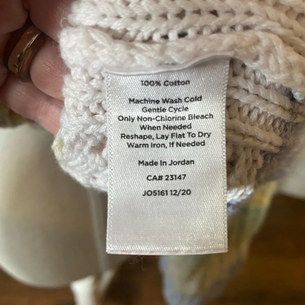 Talbots Petite XL Pastel Rainbow Open Knit Crochet Sweater Tunic - Picture 5 of 6